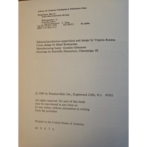 1980 Ben G. Streetman Solid State Electronic Devices Second Edition Hardcover - Picture 4 of 6